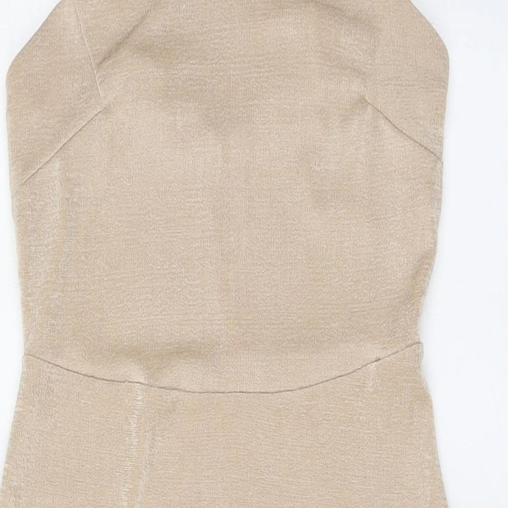 Missguided Womens Pink Polyester A-Line Size 12 Halter