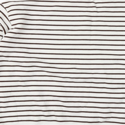 New Look Womens White Striped Cotton Pullover Hoodie Size L