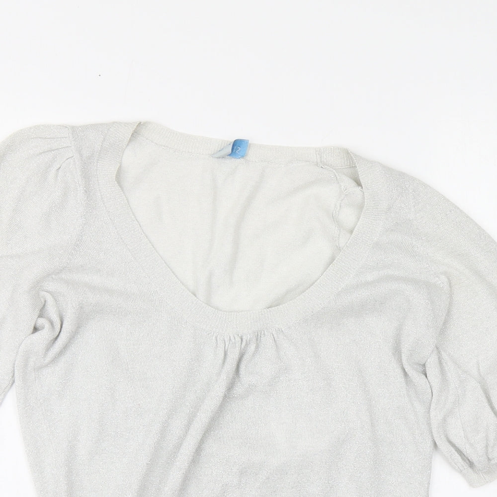 Womens UK Size 8 Oasis Silver Pullover Jumper