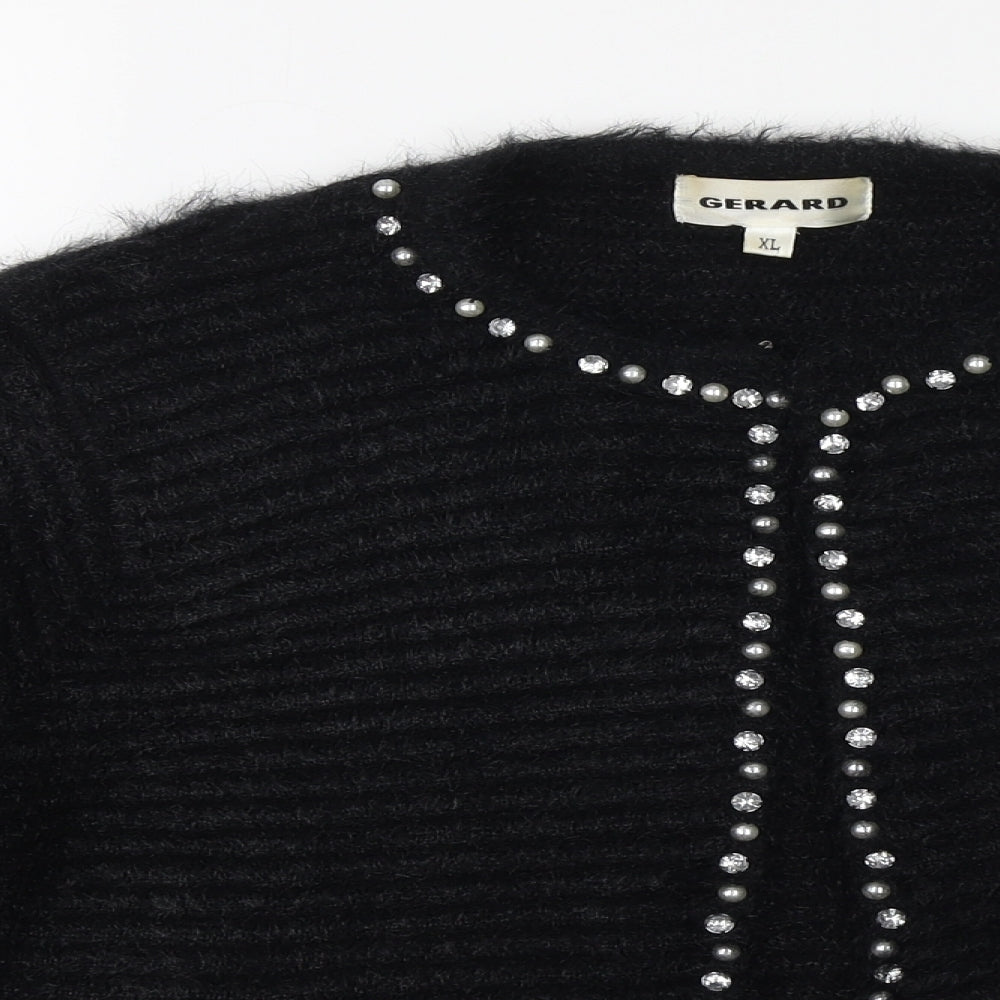 Gerard Womens Black V-Neck Polyamide Cardigan Jumper Size XL
