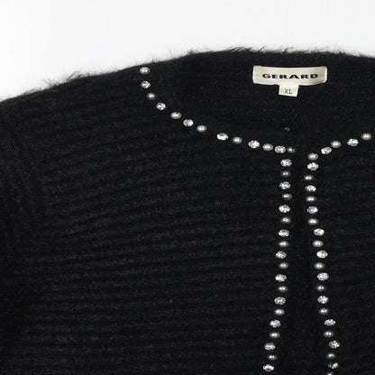 Gerard Womens Black V-Neck Polyamide Cardigan Jumper Size XL