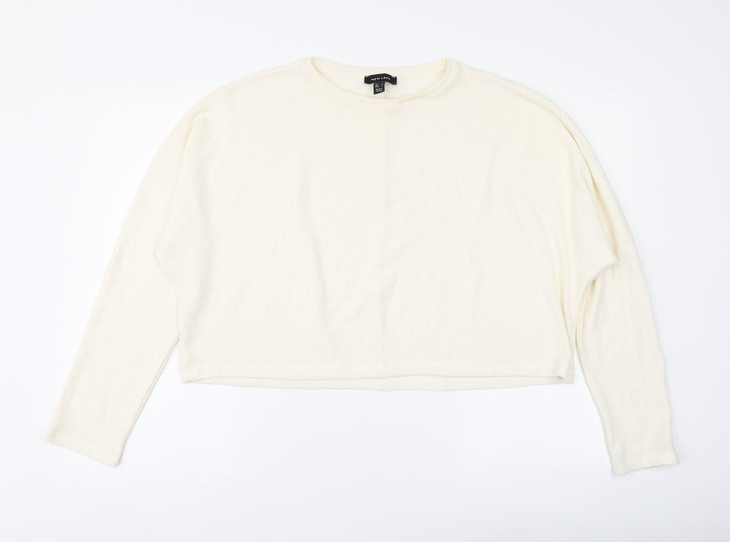 New Look Womens Ivory Round Neck Acrylic Pullover Jumper Size L