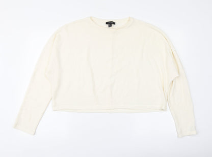 New Look Womens Ivory Round Neck Acrylic Pullover Jumper Size L