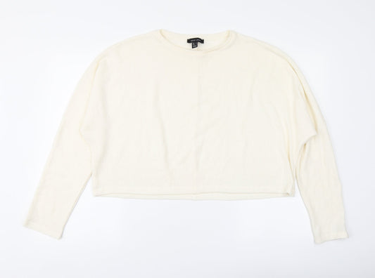 New Look Womens Ivory Round Neck Acrylic Pullover Jumper Size L