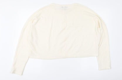 New Look Womens Ivory Round Neck Acrylic Pullover Jumper Size L
