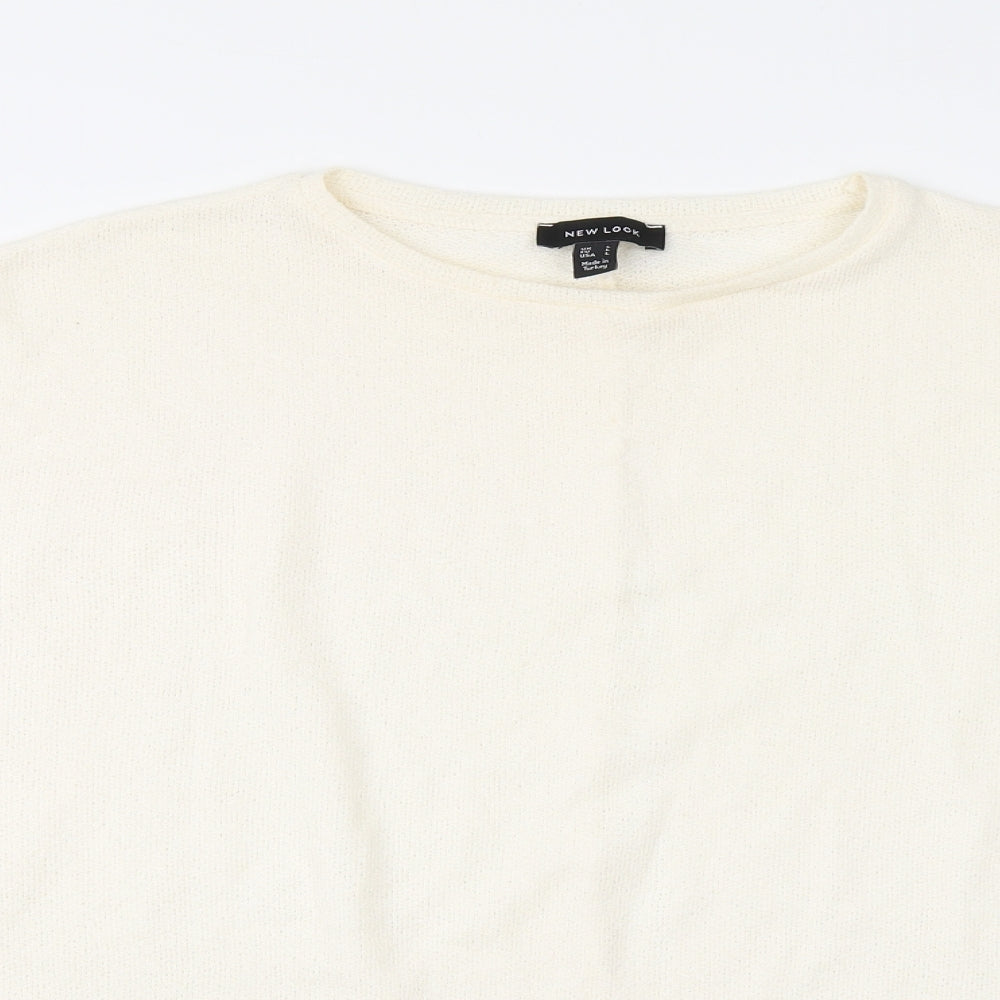 New Look Womens Ivory Round Neck Acrylic Pullover Jumper Size L