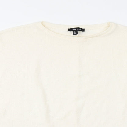 New Look Womens Ivory Round Neck Acrylic Pullover Jumper Size L