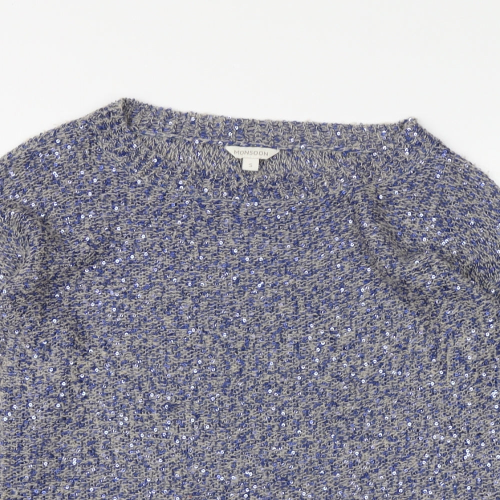 Womens UK Size S Monsoon Blue Pullover Jumper