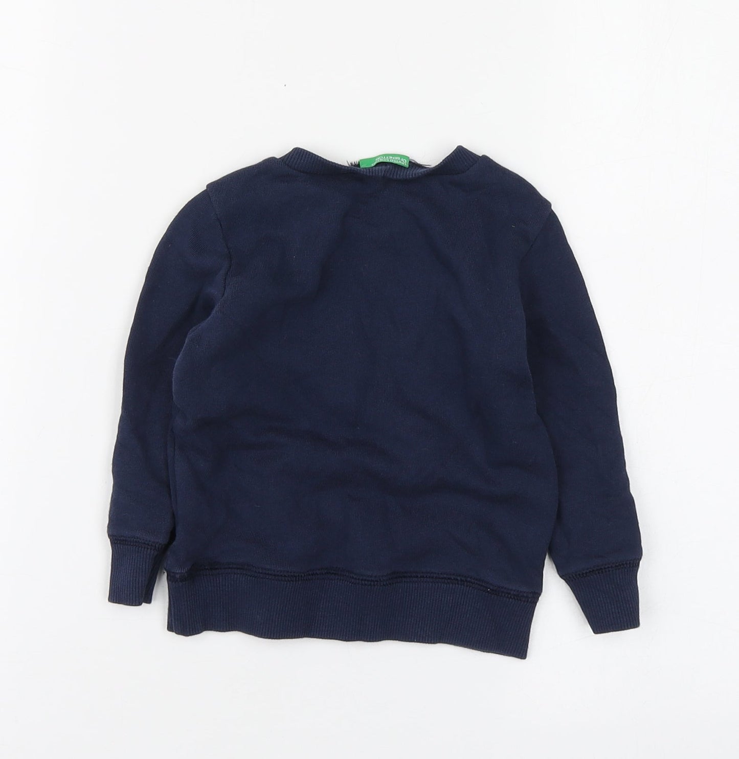 United Colors of Benetton Boys Blue Cotton Basic T-Shirt Size 12-18 Months Round Neck