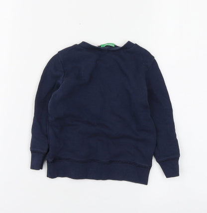 United Colors of Benetton Boys Blue Cotton Basic T-Shirt Size 12-18 Months Round Neck