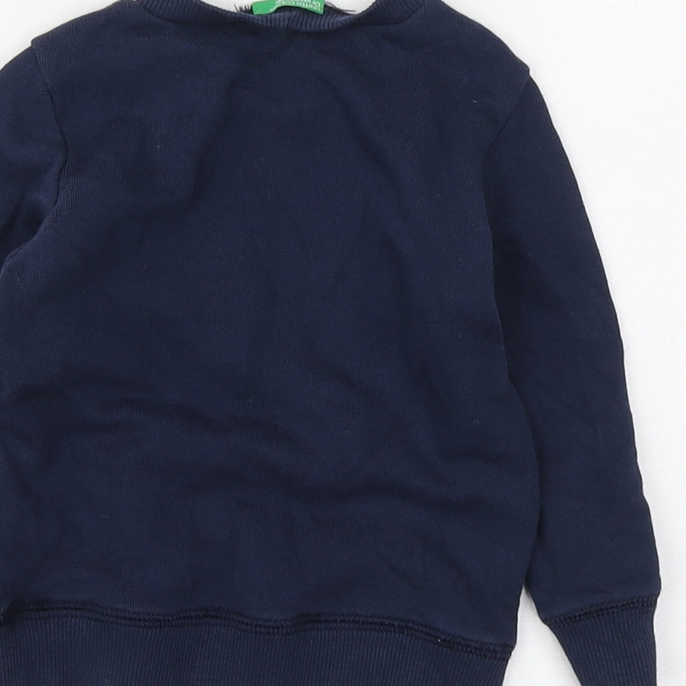 United Colors of Benetton Boys Blue Cotton Basic T-Shirt Size 12-18 Months Round Neck