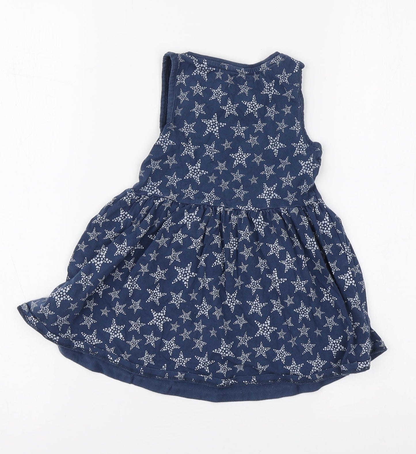 F&F Girls Blue Geometric Cotton Skater Dress Size 18-24 Months Round Neck