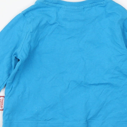 Thomas & Friends Boys Blue Cotton Basic T-Shirt Size 6-9 Months Round Neck