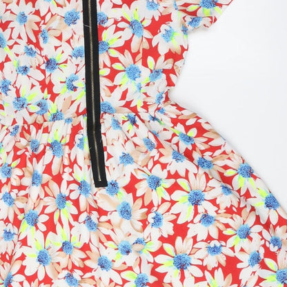 Sugarhill Womens Multicoloured Floral Polyester Skater Dress Size 10 Round Neck