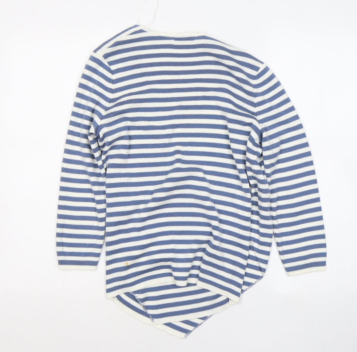 TU Womens Blue Scoop Neck Striped Cotton Pullover Jumper Size 12