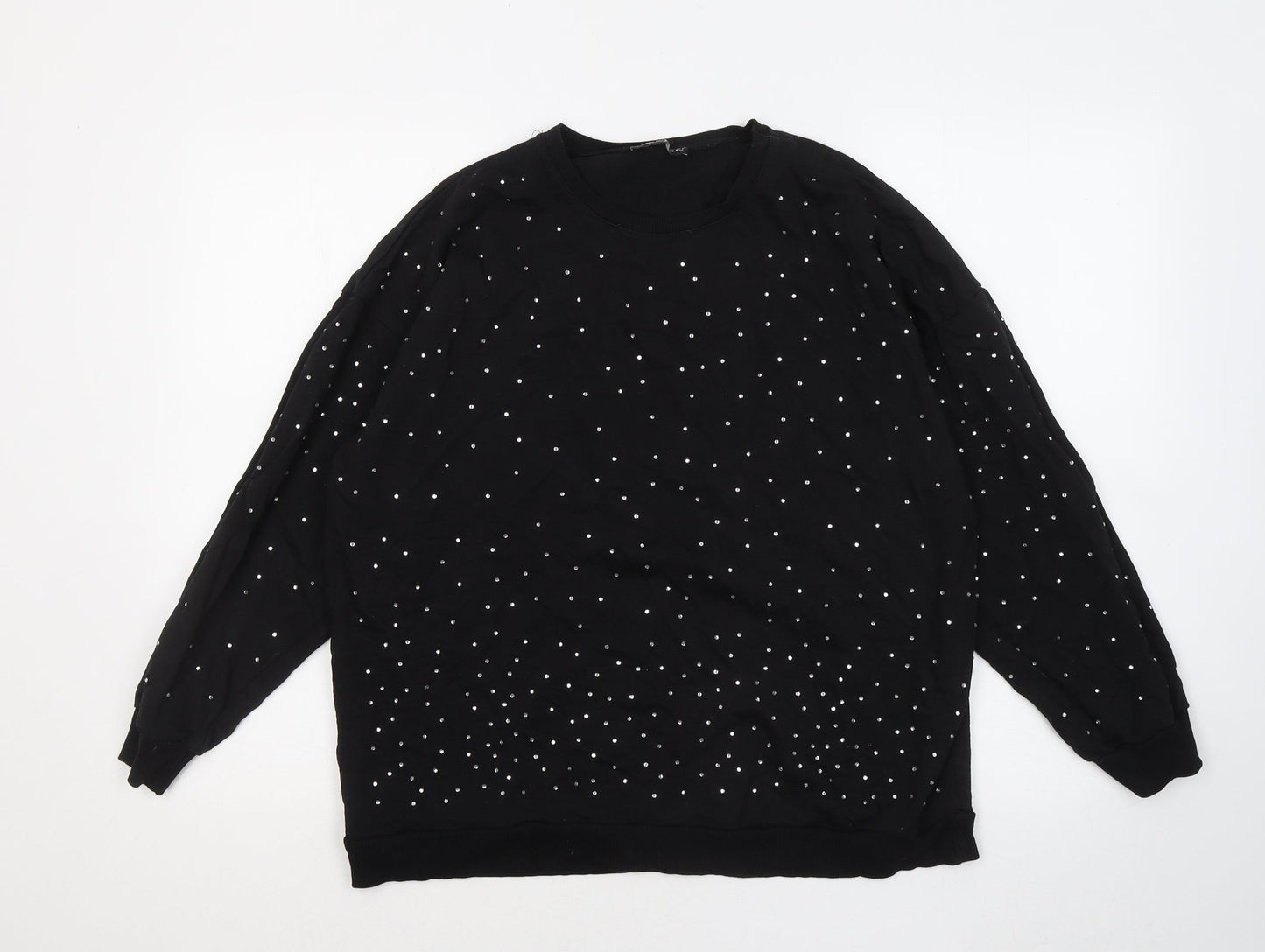 Select Womens Black Geometric Cotton Pullover Sweatshirt Size S