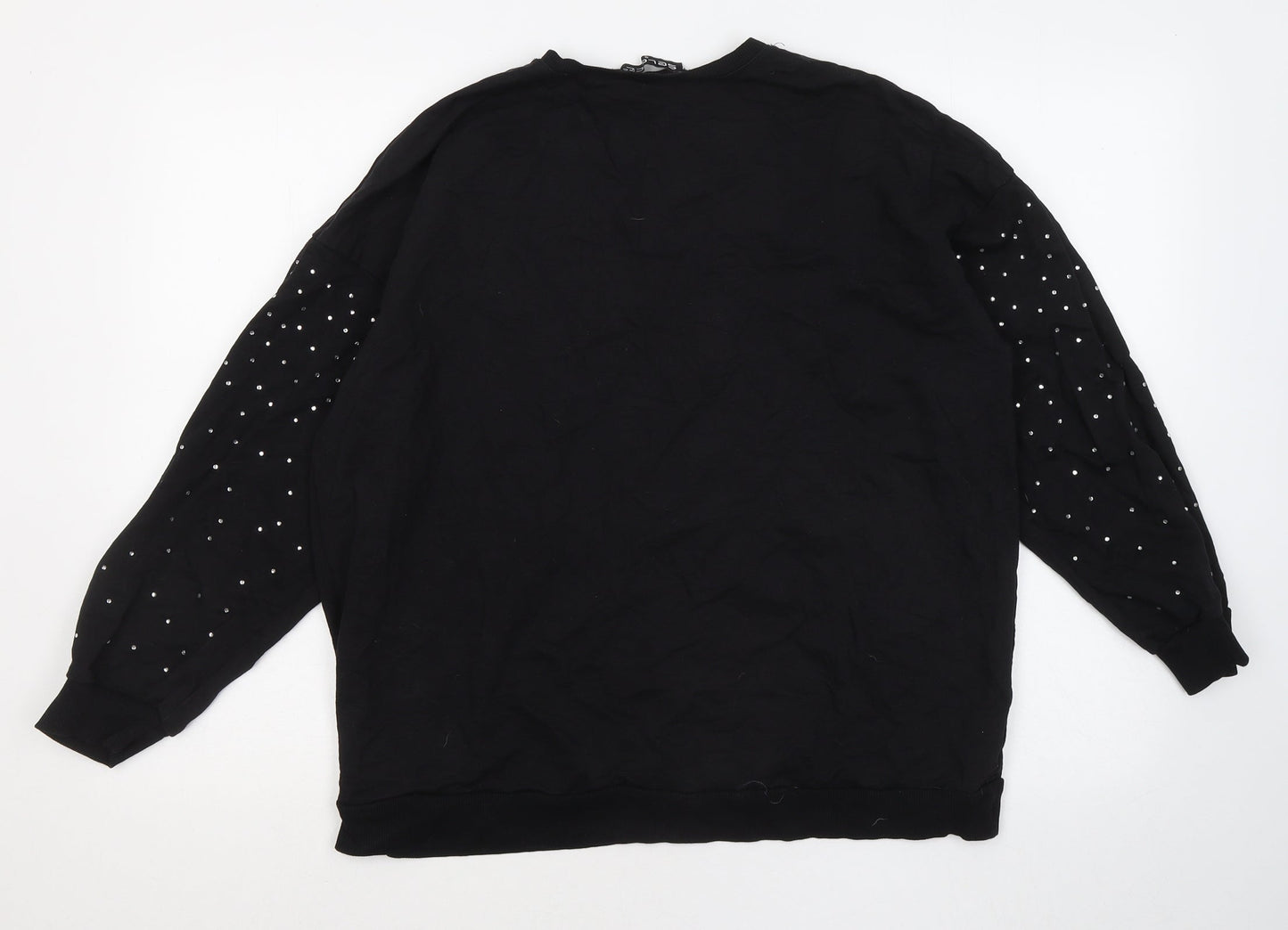 Select Womens Black Geometric Cotton Pullover Sweatshirt Size S