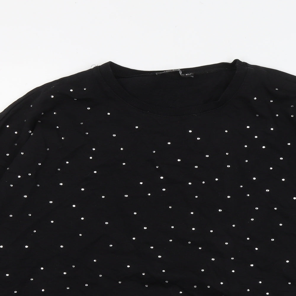 Select Womens Black Geometric Cotton Pullover Sweatshirt Size S