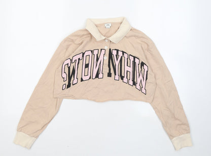 River Island Girls Beige Cotton Pullover Sweatshirt Size 11 Years - Why Not?