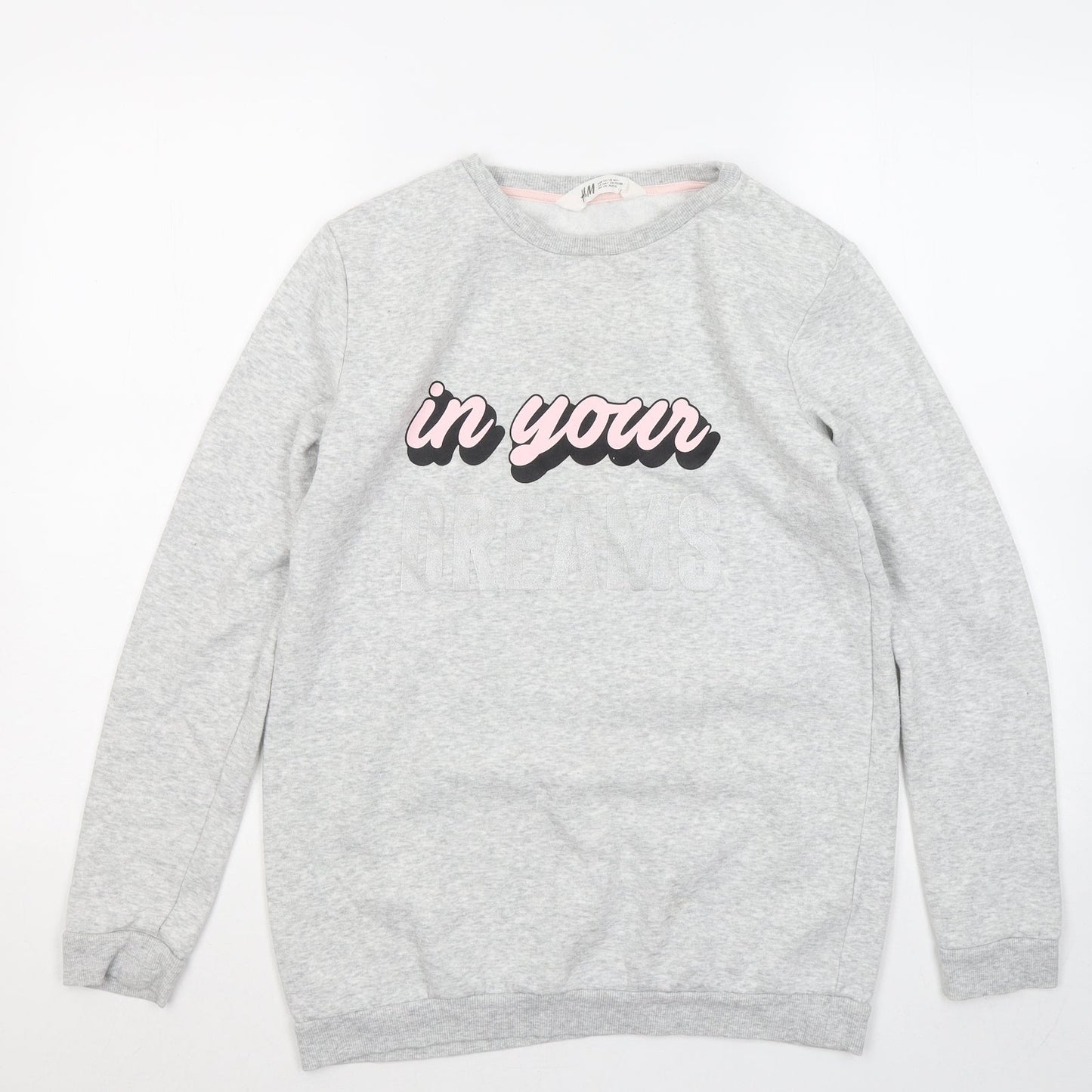H&M Girls Grey Cotton Pullover Sweatshirt Size 14 Years - In your dreams