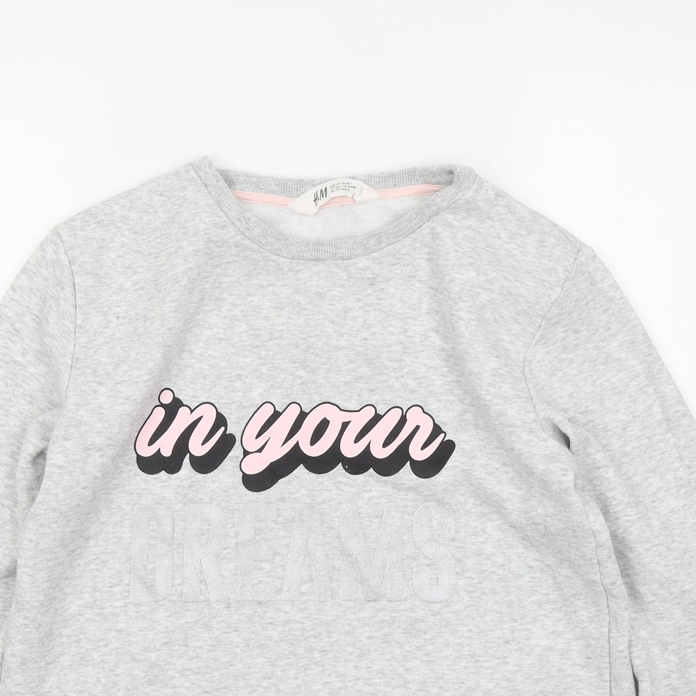 H&M Girls Grey Cotton Pullover Sweatshirt Size 14 Years - In your dreams