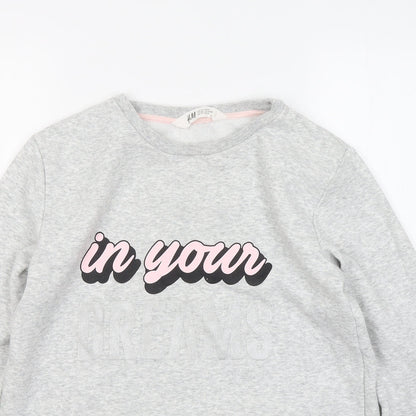 H&M Girls Grey Cotton Pullover Sweatshirt Size 14 Years - In your dreams