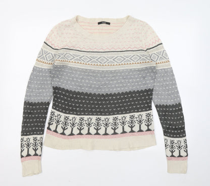 George Womens Multicoloured Round Neck Geometric Acrylic Pullover Jumper Size 12
