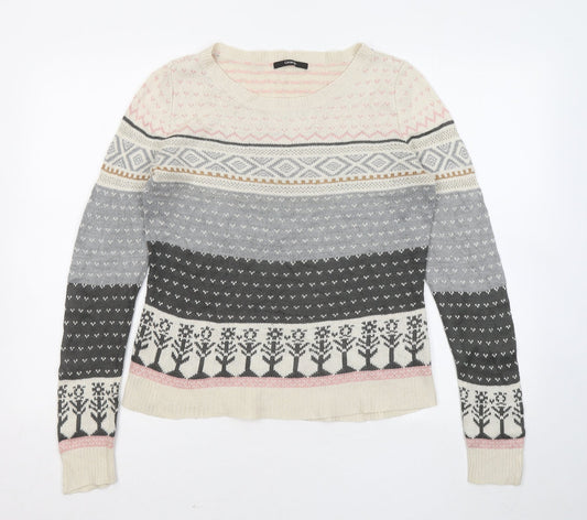 George Womens Multicoloured Round Neck Geometric Acrylic Pullover Jumper Size 12