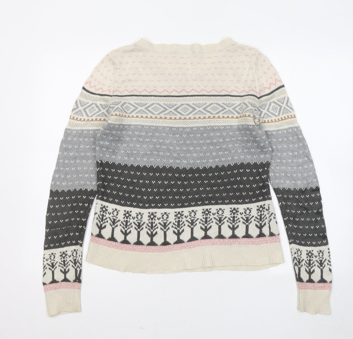 George Womens Multicoloured Round Neck Geometric Acrylic Pullover Jumper Size 12