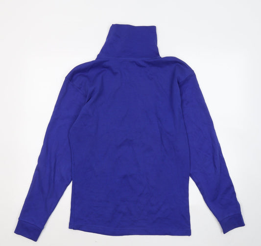 Crane Mens Blue Mock Neck Cotton Pullover Jumper Size M