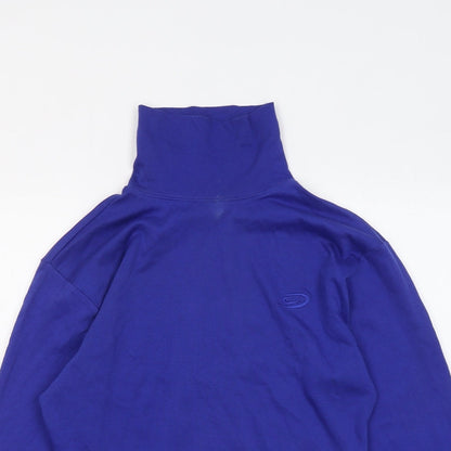 Crane Mens Blue Mock Neck Cotton Pullover Jumper Size M