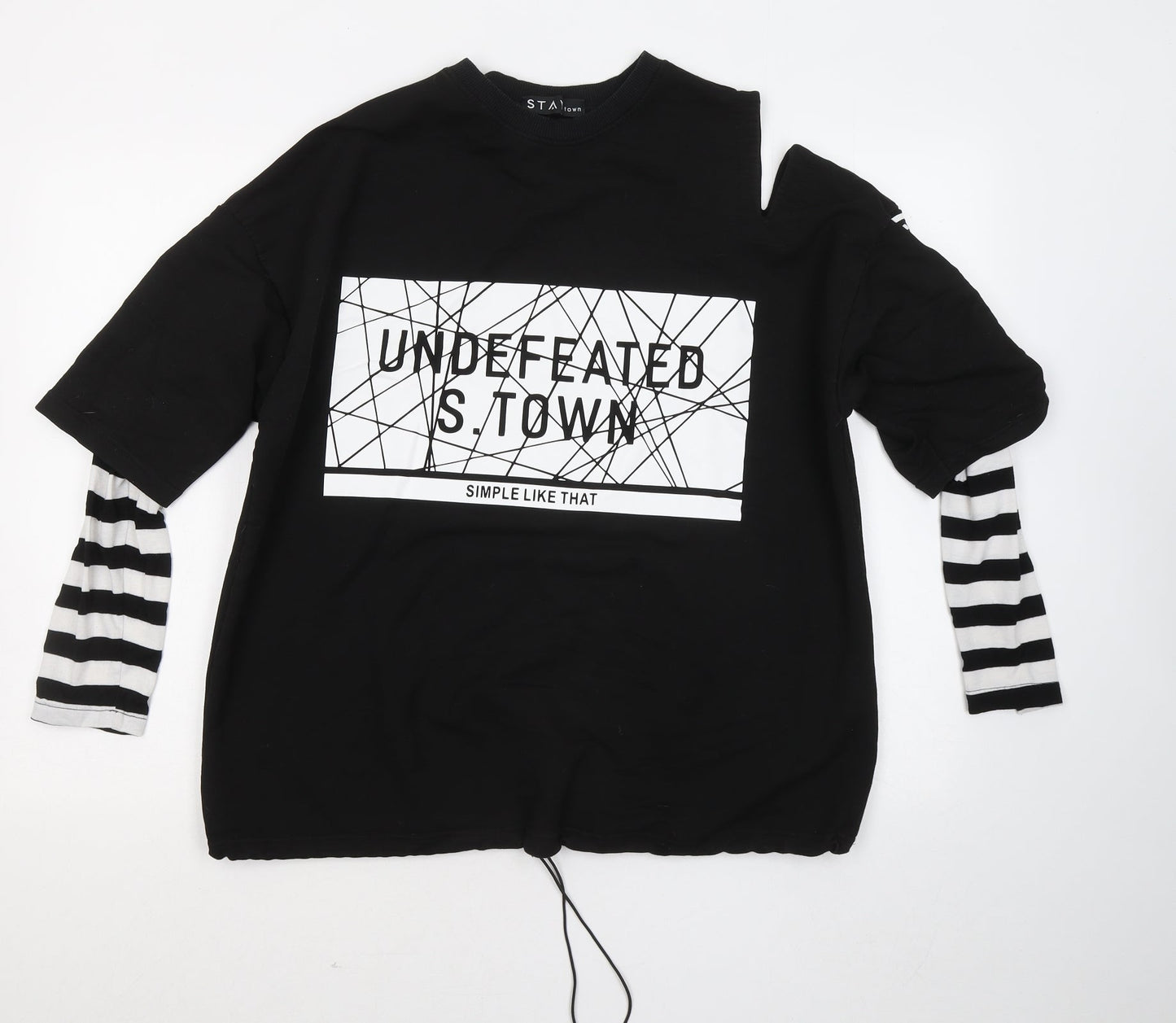 Staytown Mens Black Cotton Henley Sweatshirt Size M
