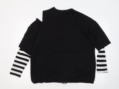 Staytown Mens Black Cotton Henley Sweatshirt Size M