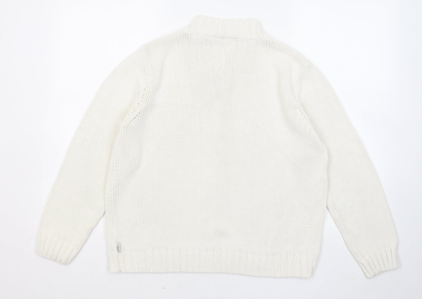 Liz Claiborne Womens White V-Neck Acrylic Pullover Jumper Size M