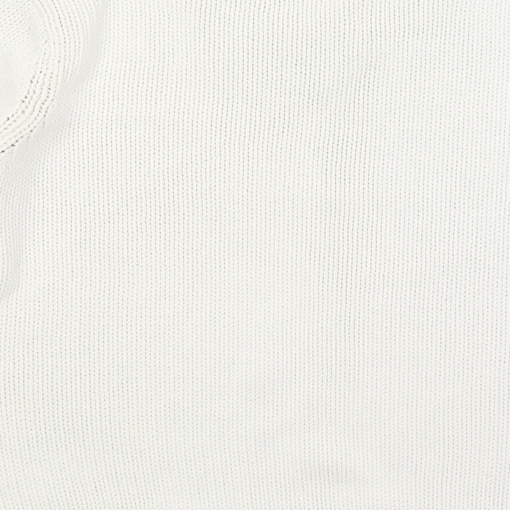 Liz Claiborne Womens White V-Neck Acrylic Pullover Jumper Size M