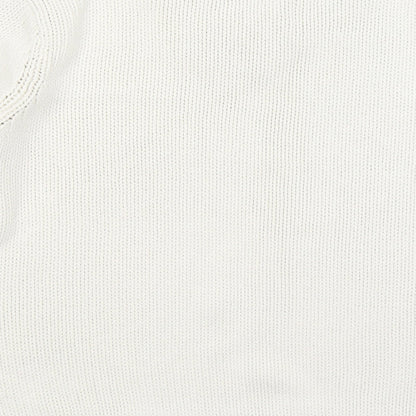 Liz Claiborne Womens White V-Neck Acrylic Pullover Jumper Size M