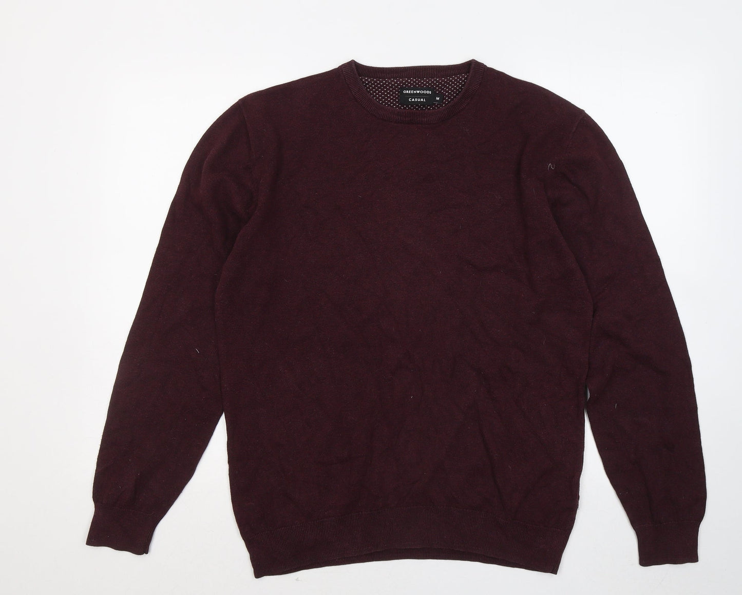 Greenwoods Mens Purple Round Neck Cotton Pullover Jumper Size M