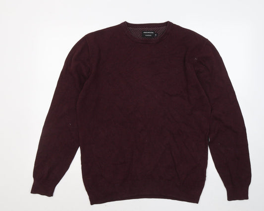 Greenwoods Mens Purple Round Neck Cotton Pullover Jumper Size M