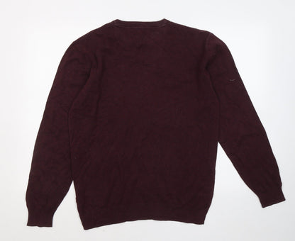 Greenwoods Mens Purple Round Neck Cotton Pullover Jumper Size M