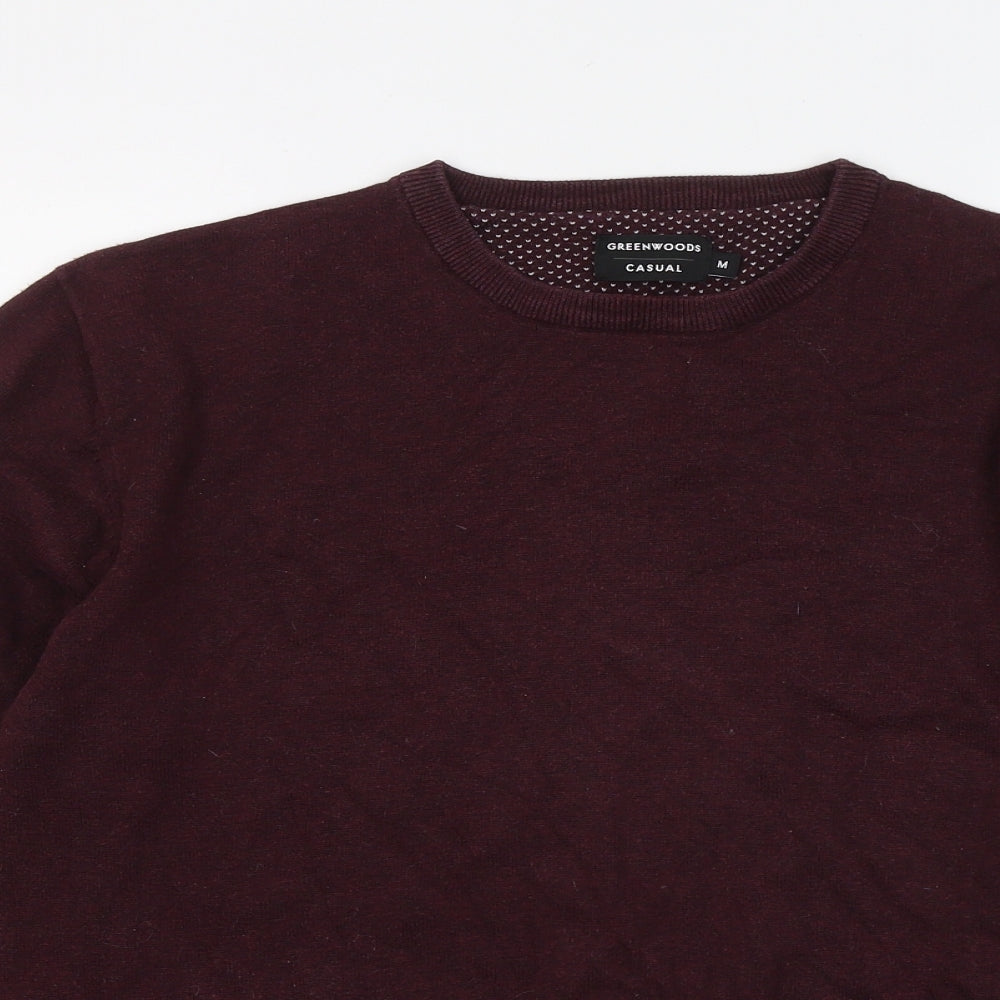 Greenwoods Mens Purple Round Neck Cotton Pullover Jumper Size M