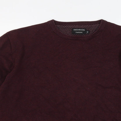 Greenwoods Mens Purple Round Neck Cotton Pullover Jumper Size M