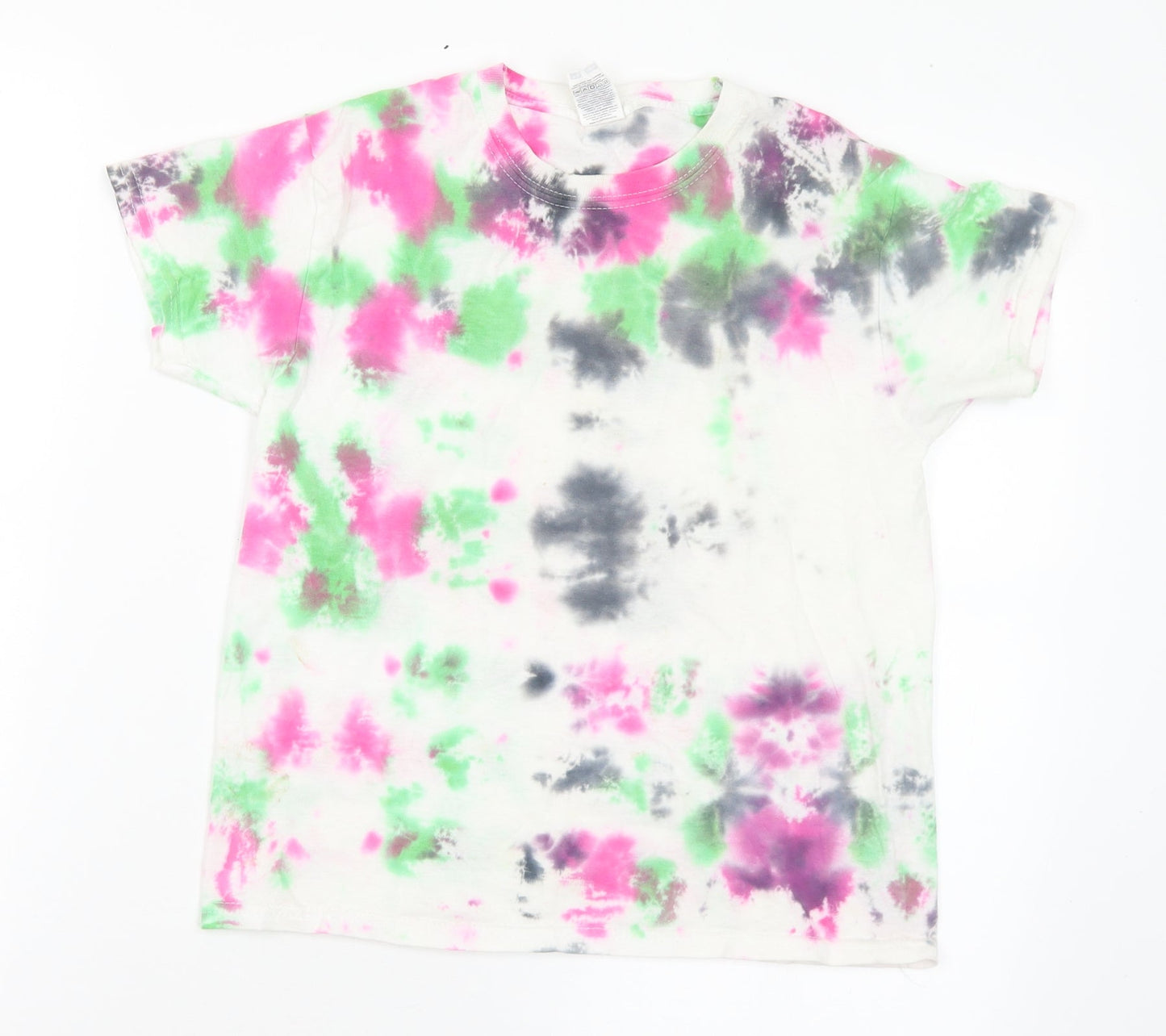 Fruit of the Loom Girls Multicoloured Cotton Basic T-Shirt Size 7-8 Years Crew Neck - Tie Dye Effect