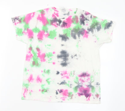 Fruit of the Loom Girls Multicoloured Cotton Basic T-Shirt Size 7-8 Years Crew Neck - Tie Dye Effect