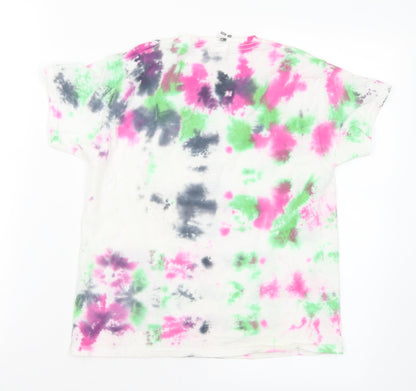 Fruit of the Loom Girls Multicoloured Cotton Basic T-Shirt Size 7-8 Years Crew Neck - Tie Dye Effect