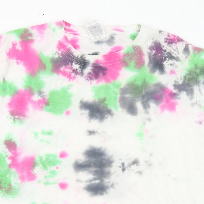 Fruit of the Loom Girls Multicoloured Cotton Basic T-Shirt Size 7-8 Years Crew Neck - Tie Dye Effect
