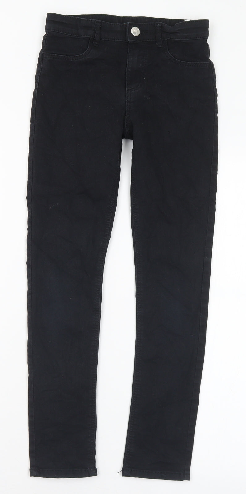H&M Girls Black Cotton Skinny Jeans Size 9 Months Regular Button