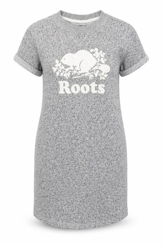 Roots Girls Grey Cotton Jumper Dress Size 5-6 Years Crew Neck