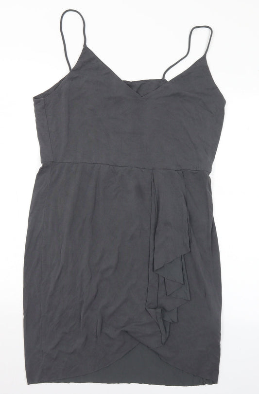 H&M Womens Grey Modal Slip Dress Size L V-Neck