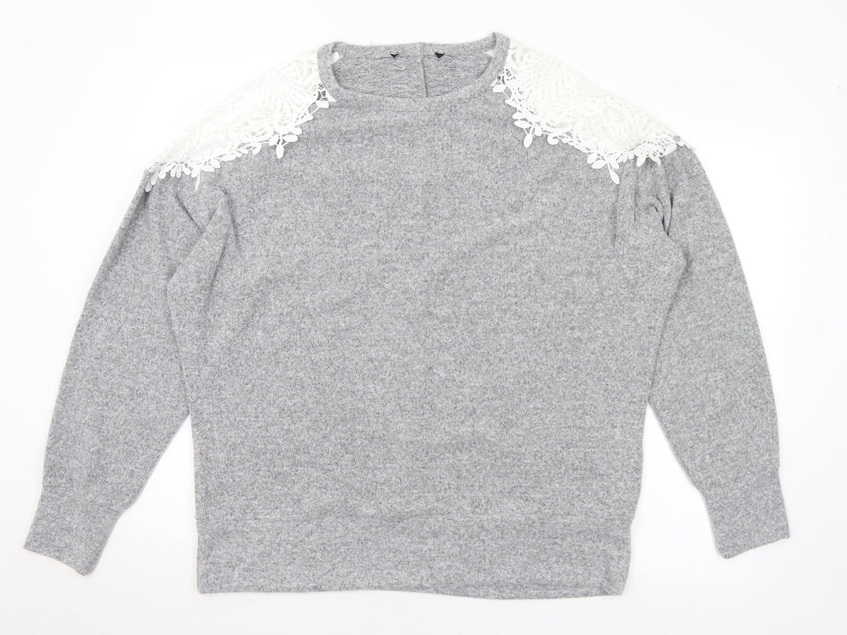 Dorothy Perkins Womens Grey Round Neck Polyester Pullover Jumper Size 18