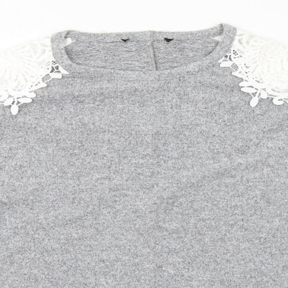 Dorothy Perkins Womens Grey Round Neck Polyester Pullover Jumper Size 18